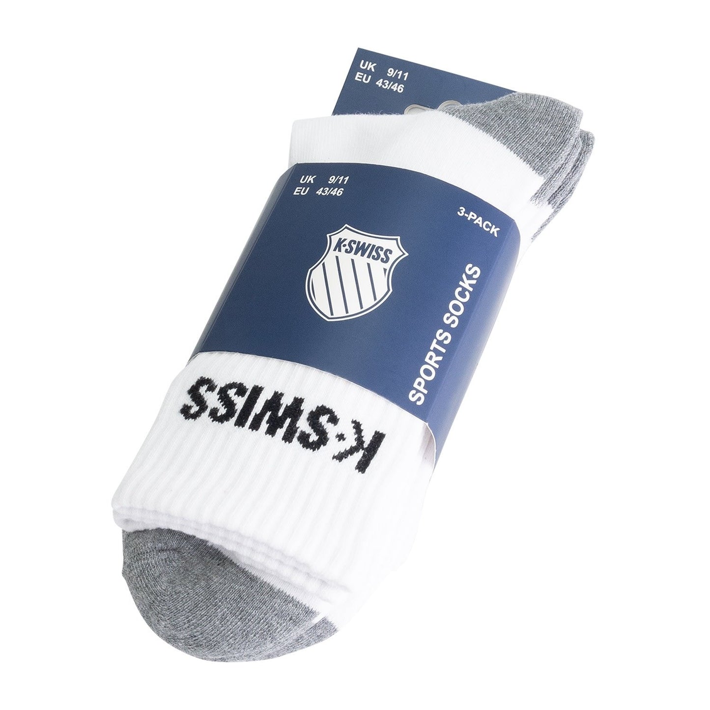 K-SWISS 3 PACK CREW SOCKS WHITE