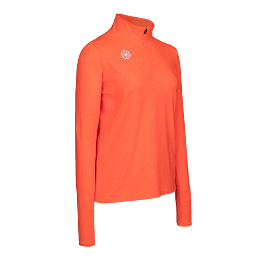 Indian Maharadja Women Half Zip Longsleeve Neon Coral