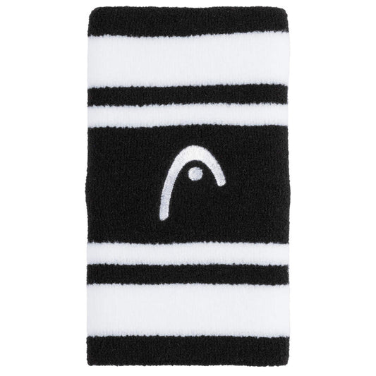 Head Wristband Striped 5" White - Black