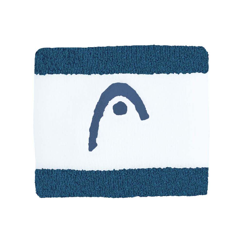 Head Wristband Striped 2.5" White - Navy