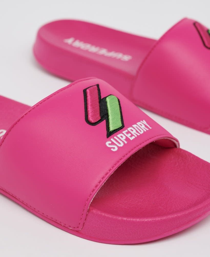 Superdry Patch Pool Slippers Pink