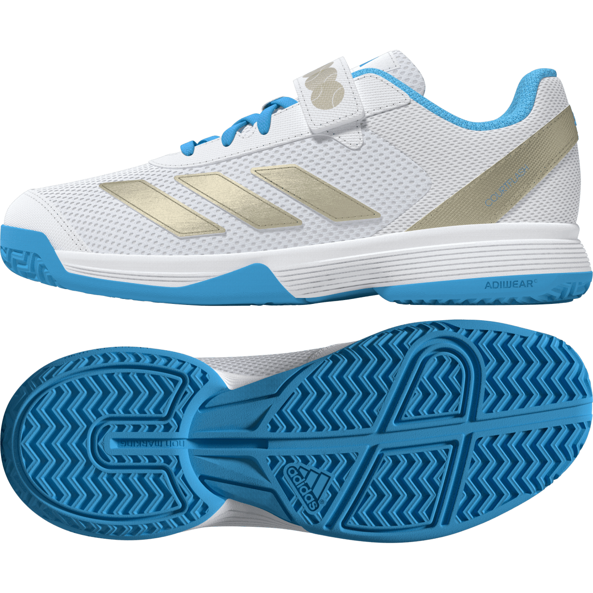 Adidas Courtflash Junior White - Blue - Gold