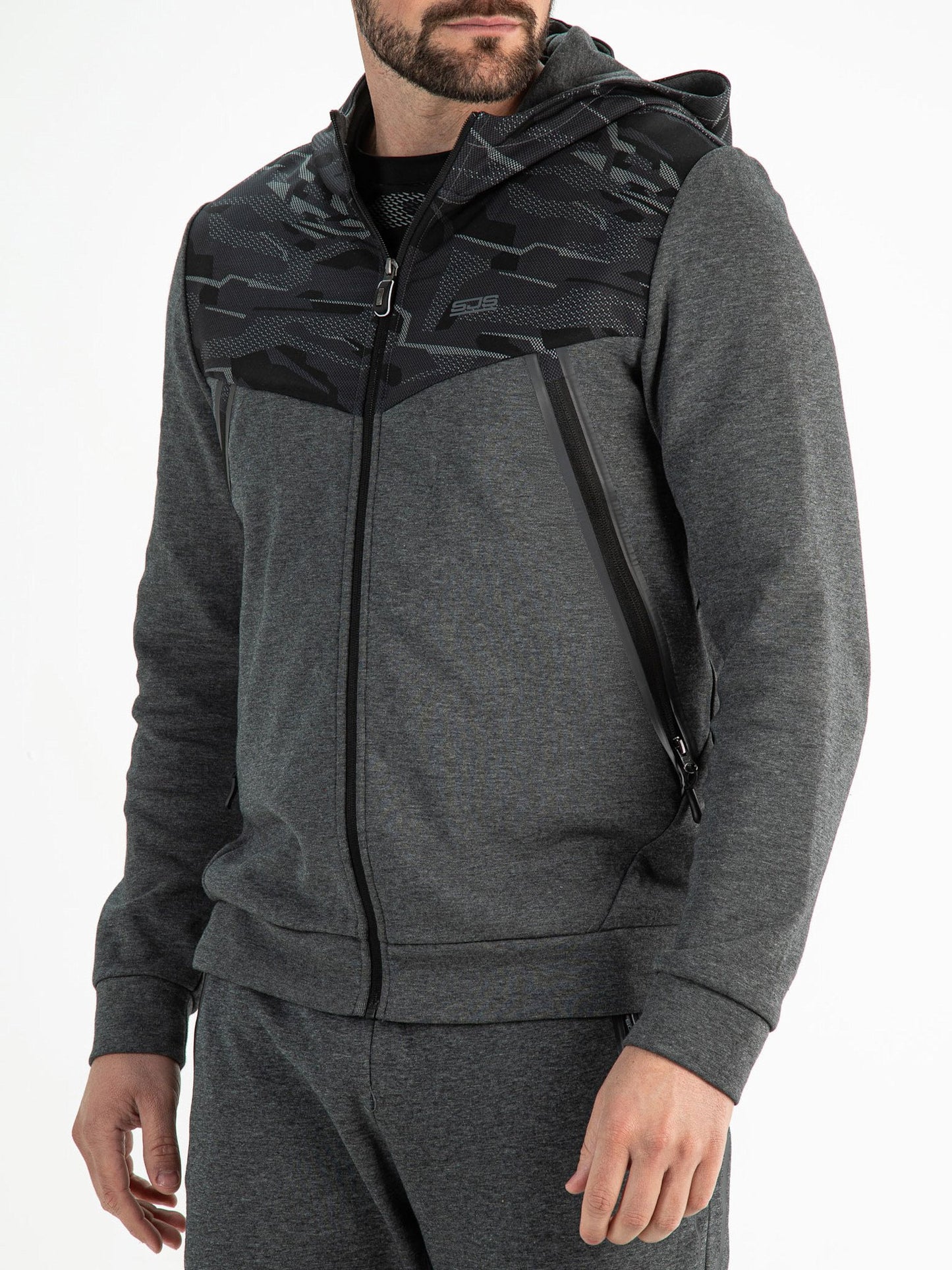 Sjeng Pharrell Hooded Jacket Dark Grey Melange