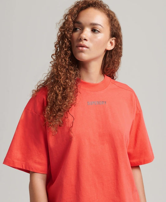 Superdry Sport Code Tech Boxy Tee Coral