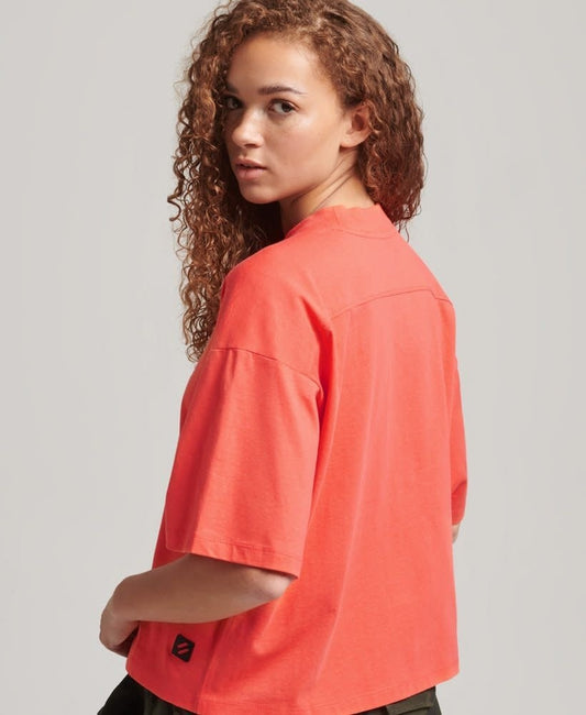 Superdry Sport Code Tech Boxy Tee Coral