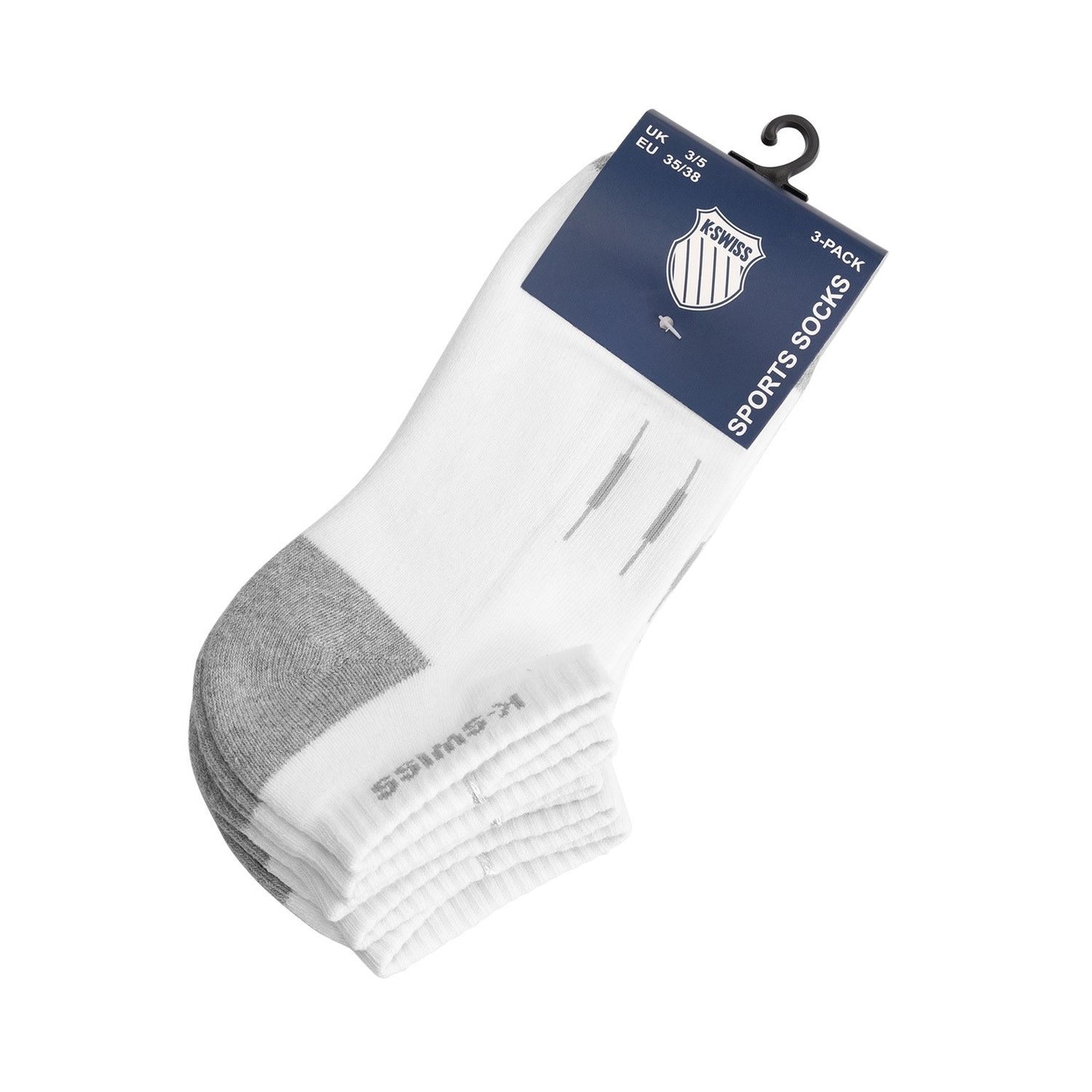 K-SWISS 3 PACK LOW CUT SOCKS WHITE
