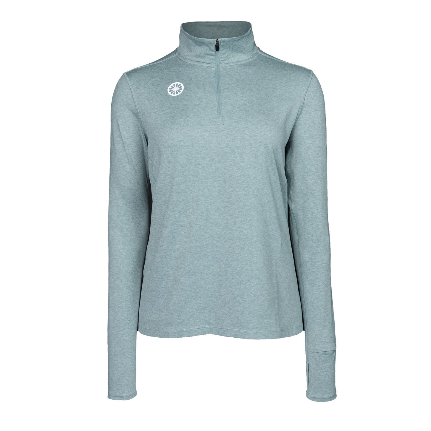 Indian Maharadja Women Half Zip Longsleeve Light Sage