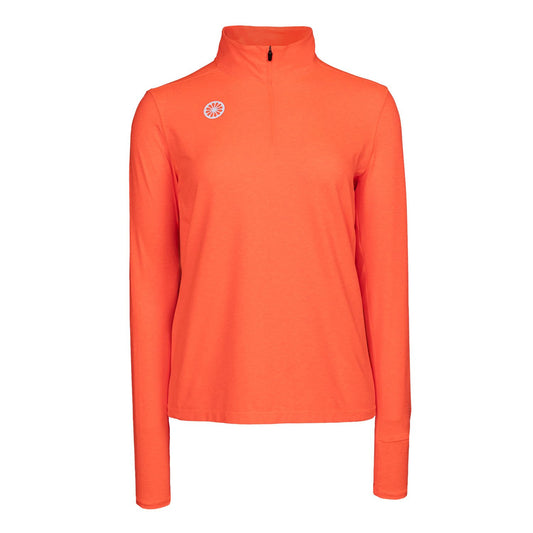 Indian Maharadja Women Half Zip Longsleeve Neon Coral
