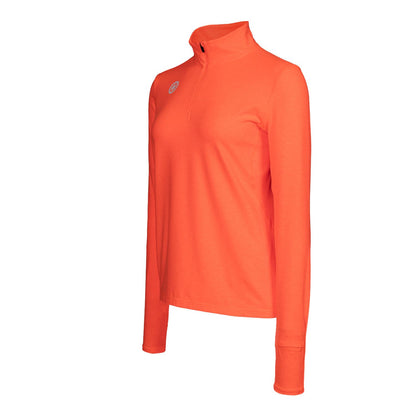 Indian Maharadja Women Half Zip Longsleeve Neon Coral