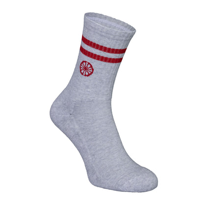 Indian Maharadja Kadiri Sock High Striped Grey - Red 1-Pack