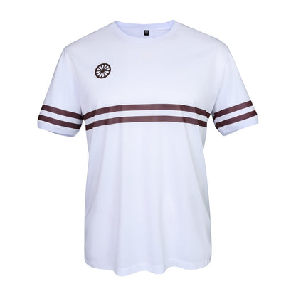 Indian Maharadja Men Pique Striped Tee White - Dark Berry