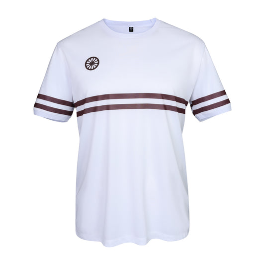 Indian Maharadja Men Pique Striped Tee White - Dark Berry