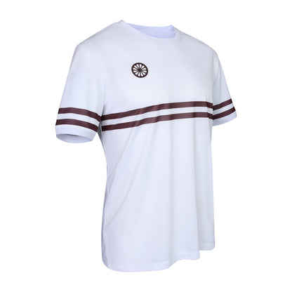 Indian Maharadja Men Pique Striped Tee White - Dark Berry