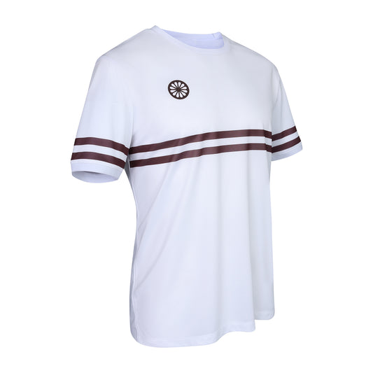 Indian Maharadja Men Pique Striped Tee White - Dark Berry