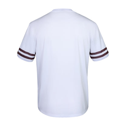 Indian Maharadja Men Pique Striped Tee White - Dark Berry
