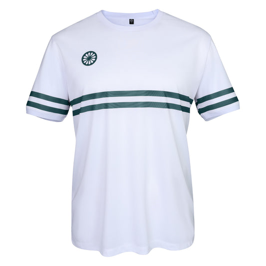 Indian Maharadja Men Pique Striped Tee White - Ocean