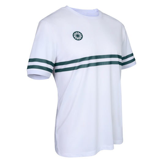 Indian Maharadja Men Pique Striped Tee White - Ocean