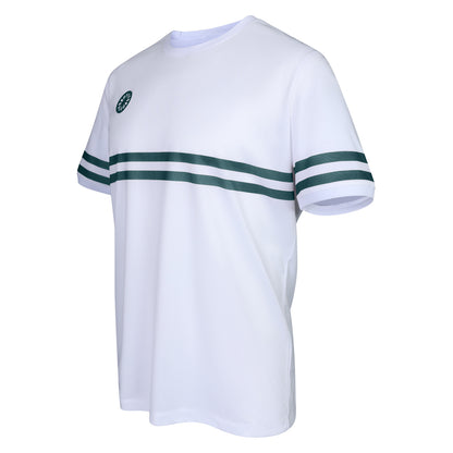 Indian Maharadja Men Pique Striped Tee White - Ocean